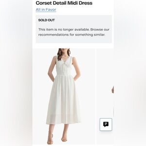 All in Favor White Corset Detail Midi Dress